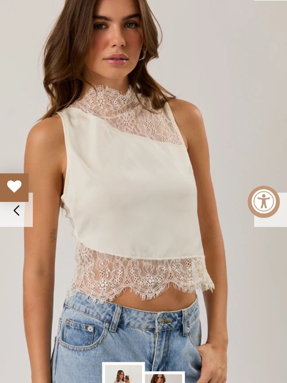 Women's Cream & Lace Top NWT
